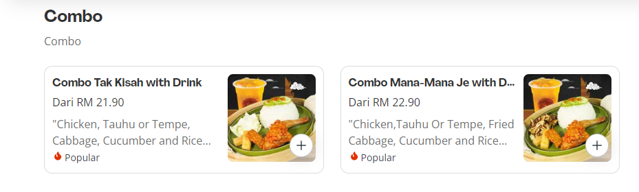 AYAM GEPUK PAK GEMBUS COMBO PRICES