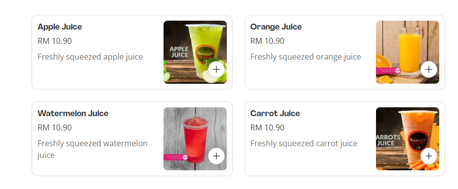 BANGJIE KITCHEN BEVERAGES PRICES