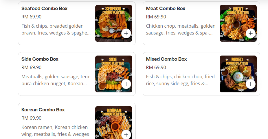 BANGJIE KITCHEN COMBOS MENU PRICES