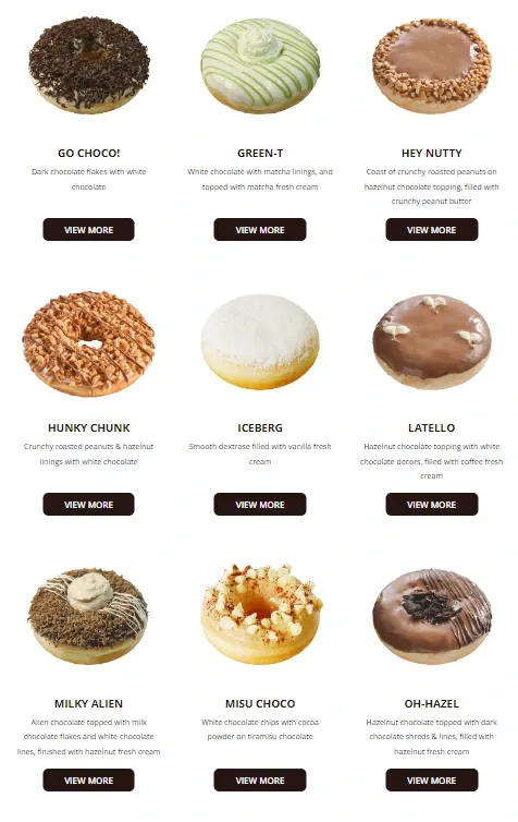 BIG APPLE MENU DONUTS PRICES