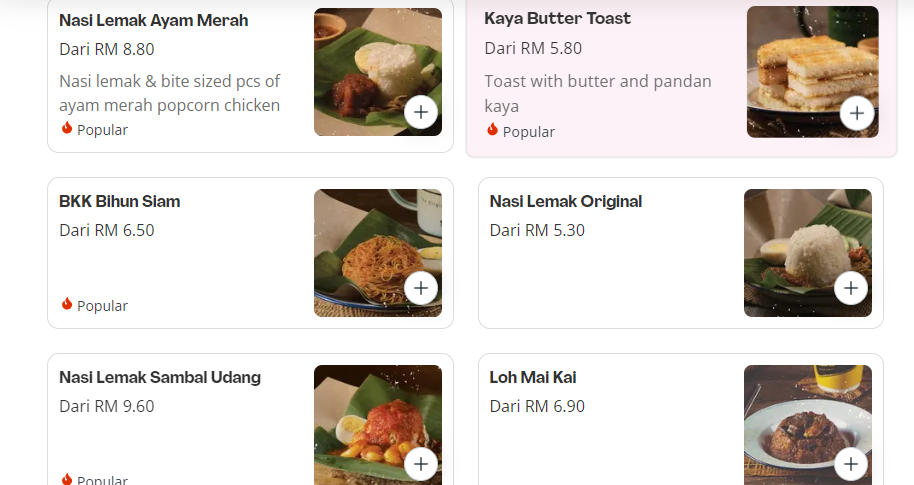 BUNGKUS KAW KAW SIGNATURE FOOD MENU WITH PRICES