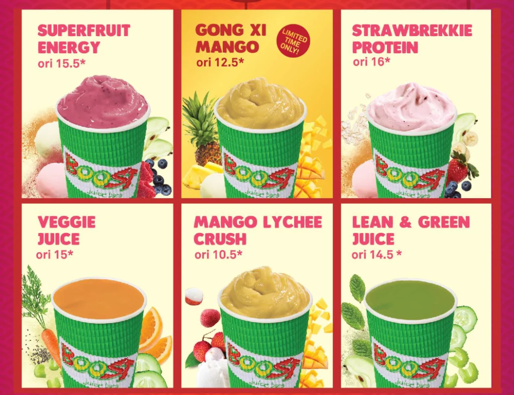 Boost Juice Menu Malaysia & Prices 