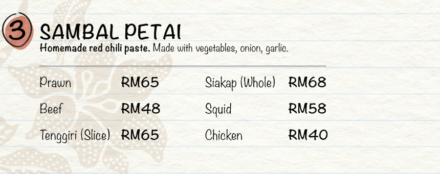 CILI KAMPUNG SAMBAL PRICES