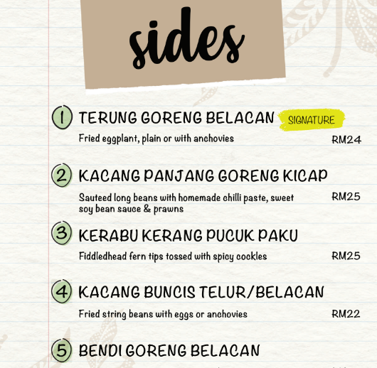 CILI KAMPUNG SIDES PRICES