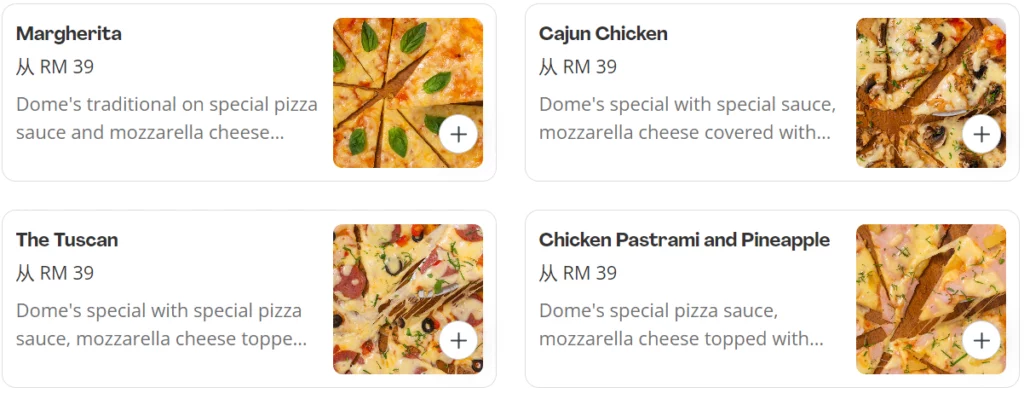 DOME CAFE CRISPY PIZZAS PRICES