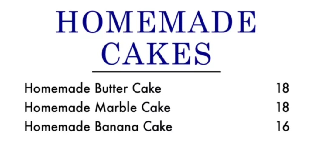 DOTTY’S HOMEMADE CAKES PRICES