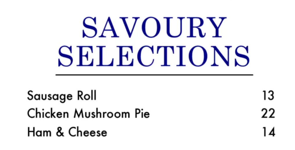 DOTTY’S SAVOURY SELECTIONS PRICES