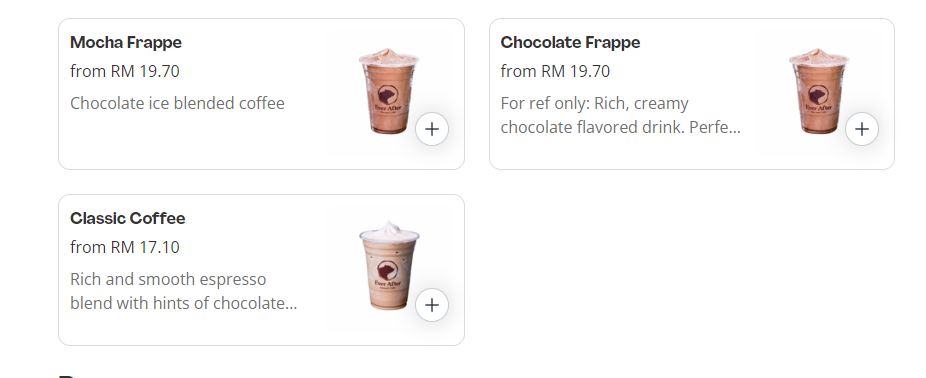 EVER AFTER DESSERT CAFE FRAPPE PRICES