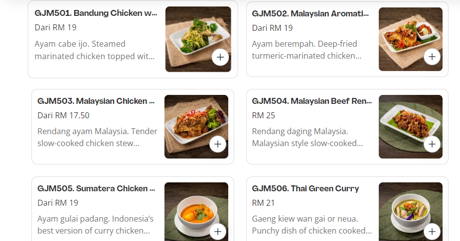 GAJAH MADA MAIN DISHES PRICES