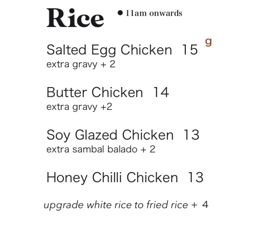 GLAZE EATERY RICE PRICES