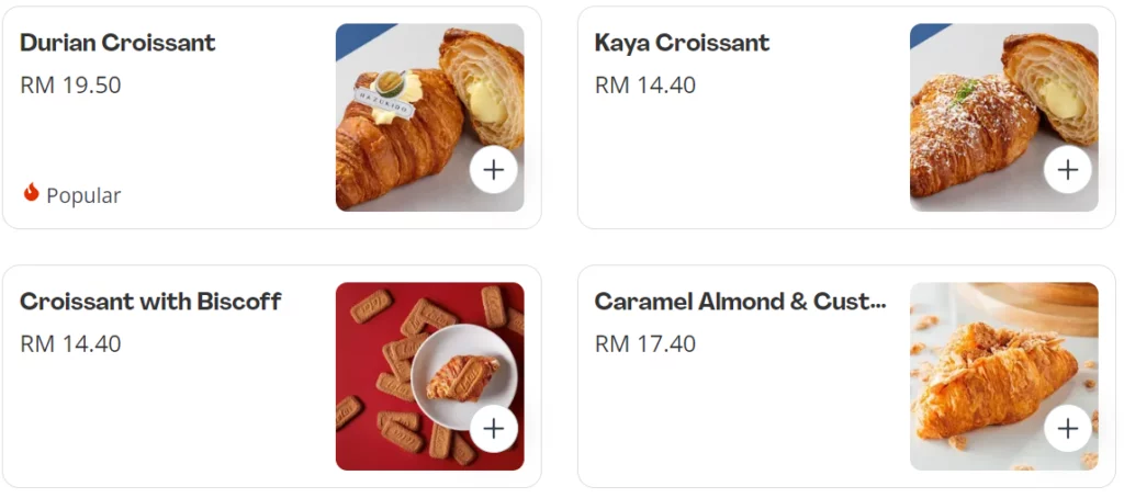 HAZUKIDO CROISSANT MENU WITH PRICES