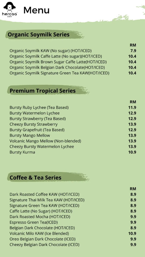 Hercaa Menu Malaysia & Prices