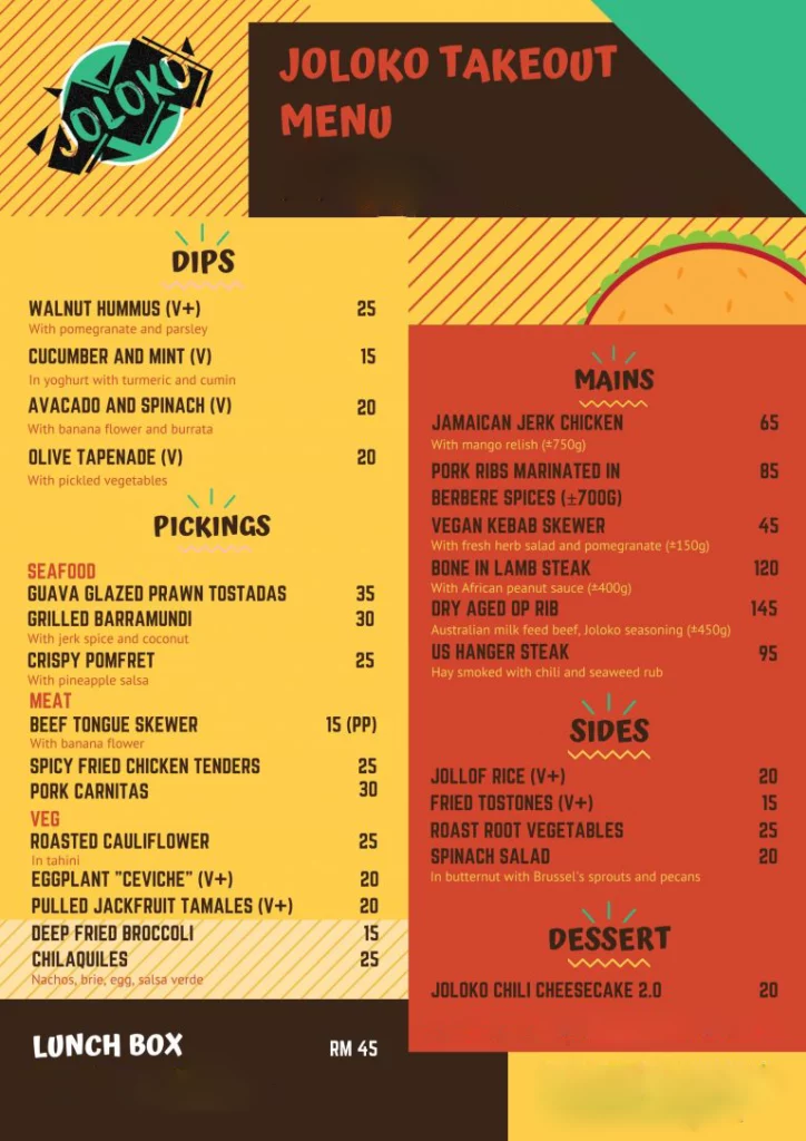 Joloko Menu Malaysia & Prices 