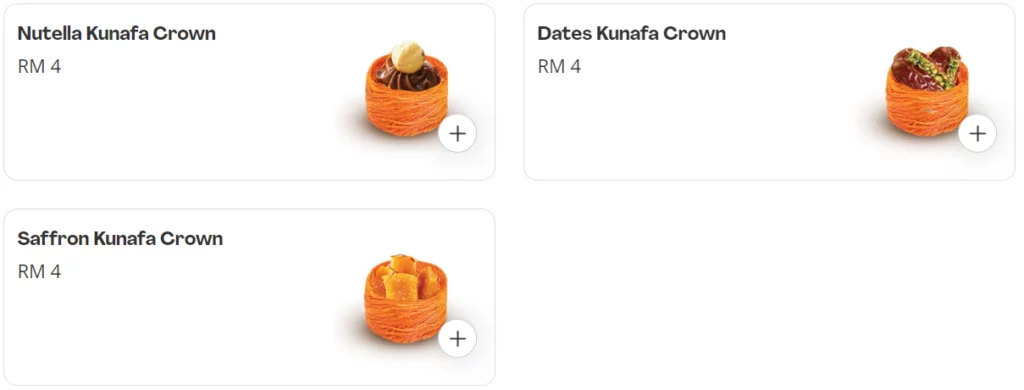 KUNAFA FINGER’S KUNAFA CROWN PRICES