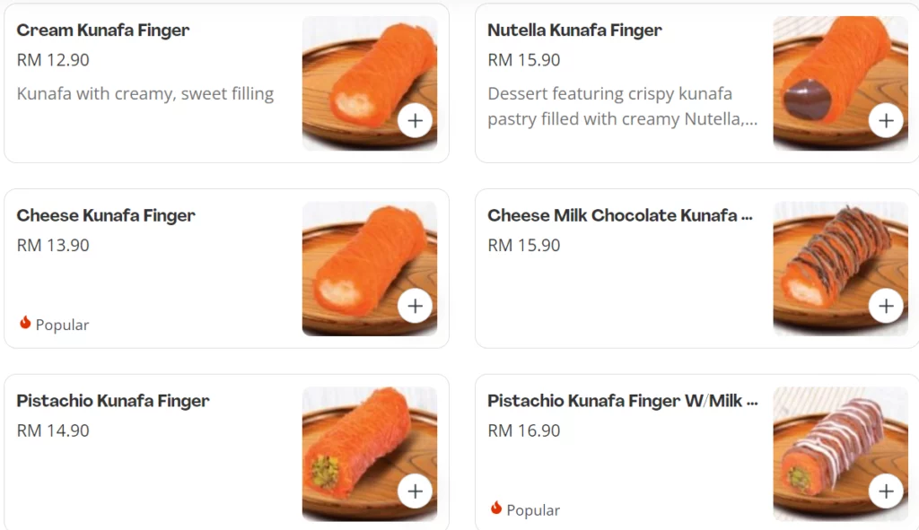 KUNAFA FINGER’S – FINGERS PRICES