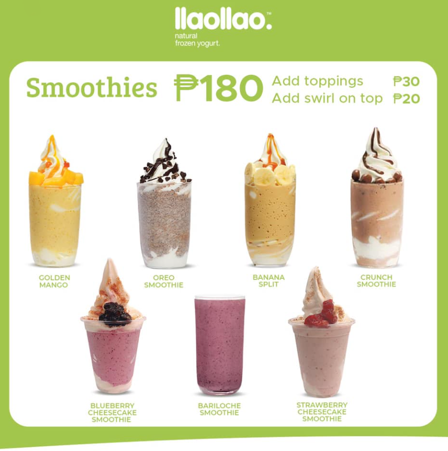 LLAOLLAO SMOOTHIES PRICES