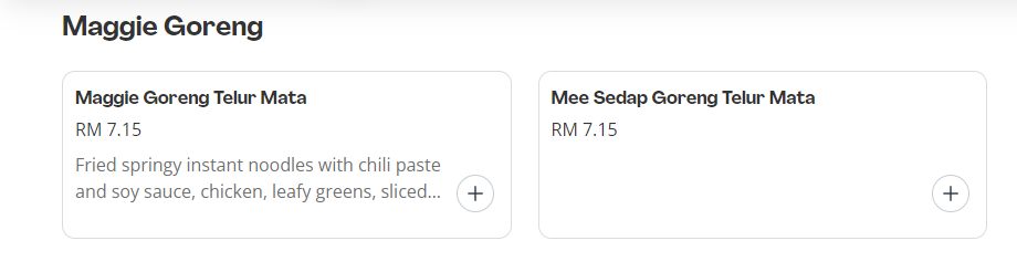 MAMAK MENU MAGGIE GORENG PRICES