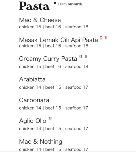 MENU GLAZE EATERY PASTA PRICES