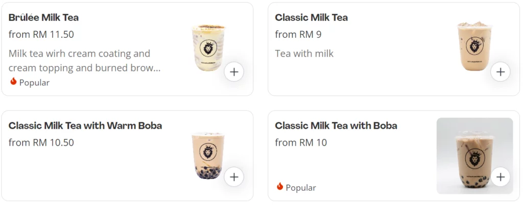 MENU MAJEZ TEA CLASSIC MILK TEA PRICES