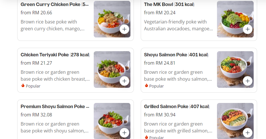 MENU SALAD ATELIER POKE BOWLS PRICES