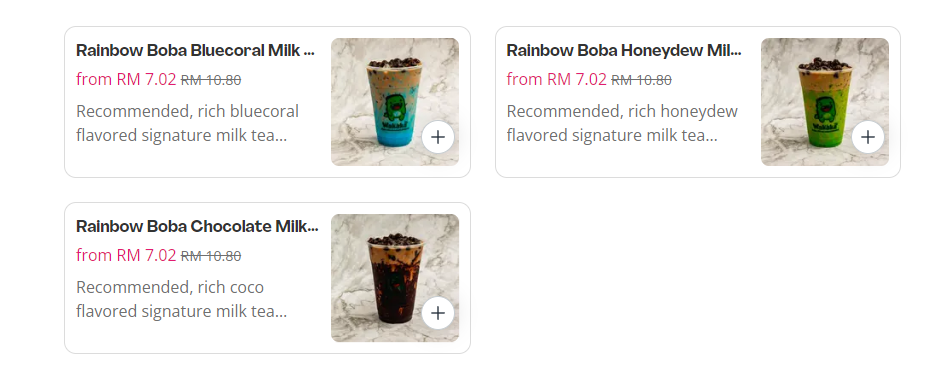 MENU WAKAKA RAINBOW BOBA MILK TEA SERIES PRICES