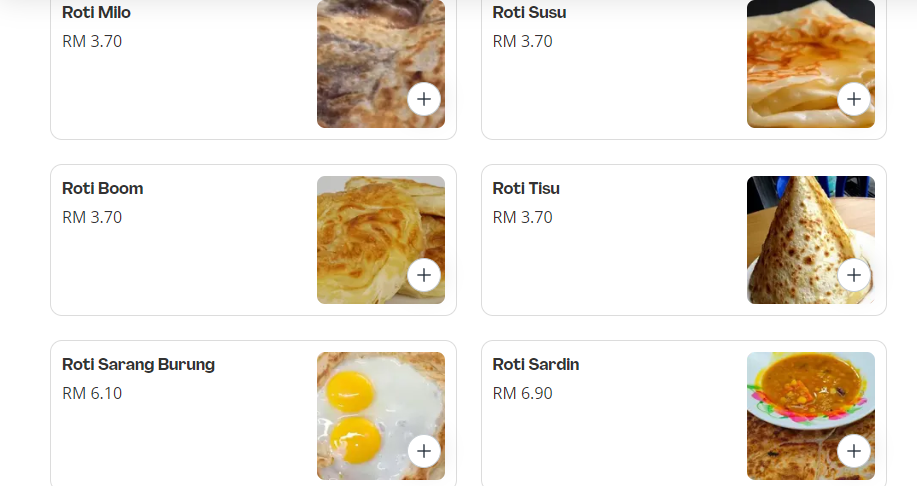 MERDEKA CORNER ROTI PRICES