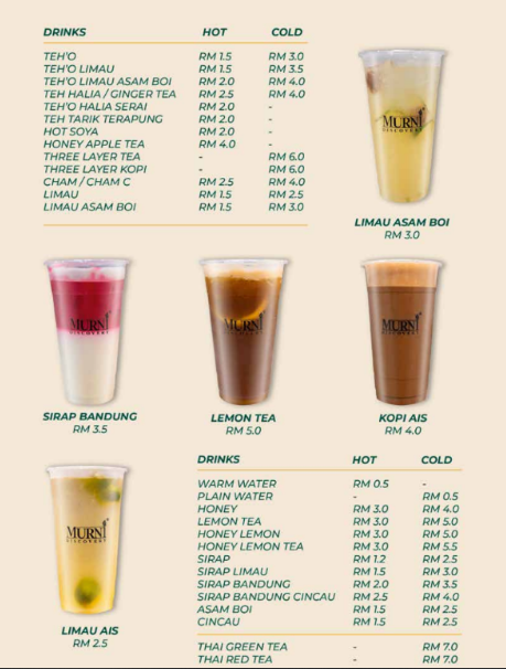 MURNI DISCOVERY MENU LOCAL DRINKS PRICES