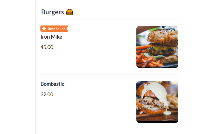 NAJ AND BELLE BURGERS PRICES