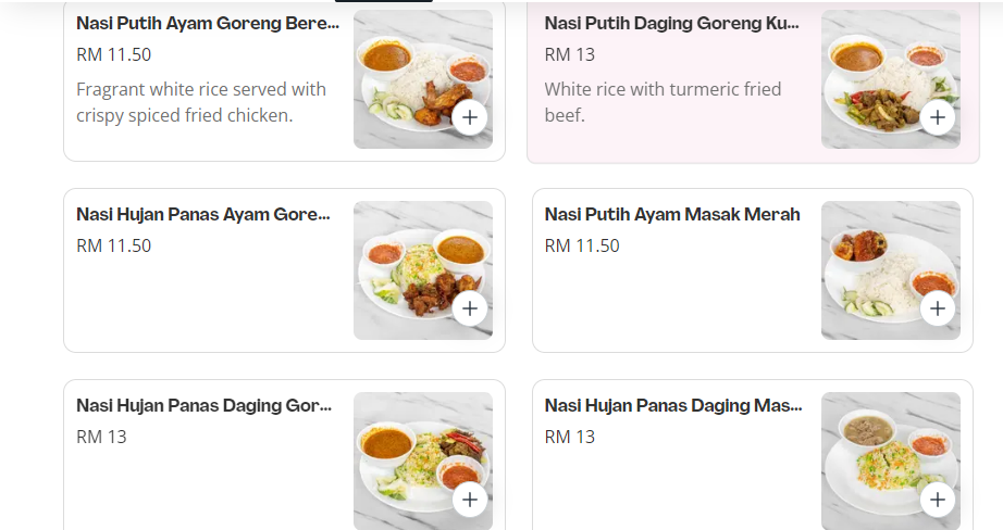 NASI HUJAN PANAS MAINS PRICES