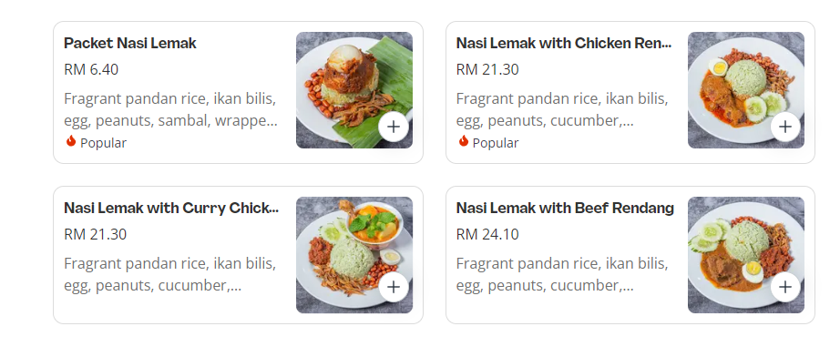 NYONYA COLORS NASI LEMAK MENU WITH PRICES