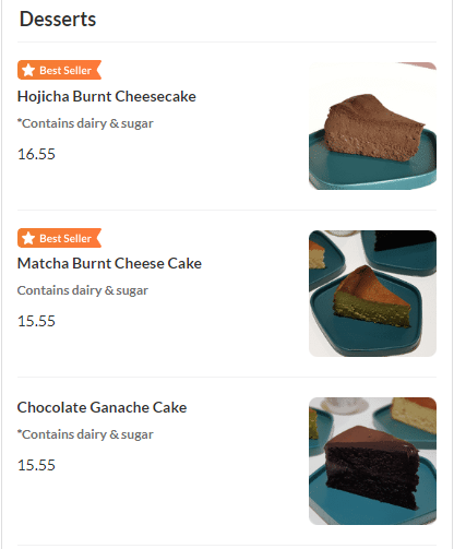 OH CHA MATCHA DESSERTS PRICES