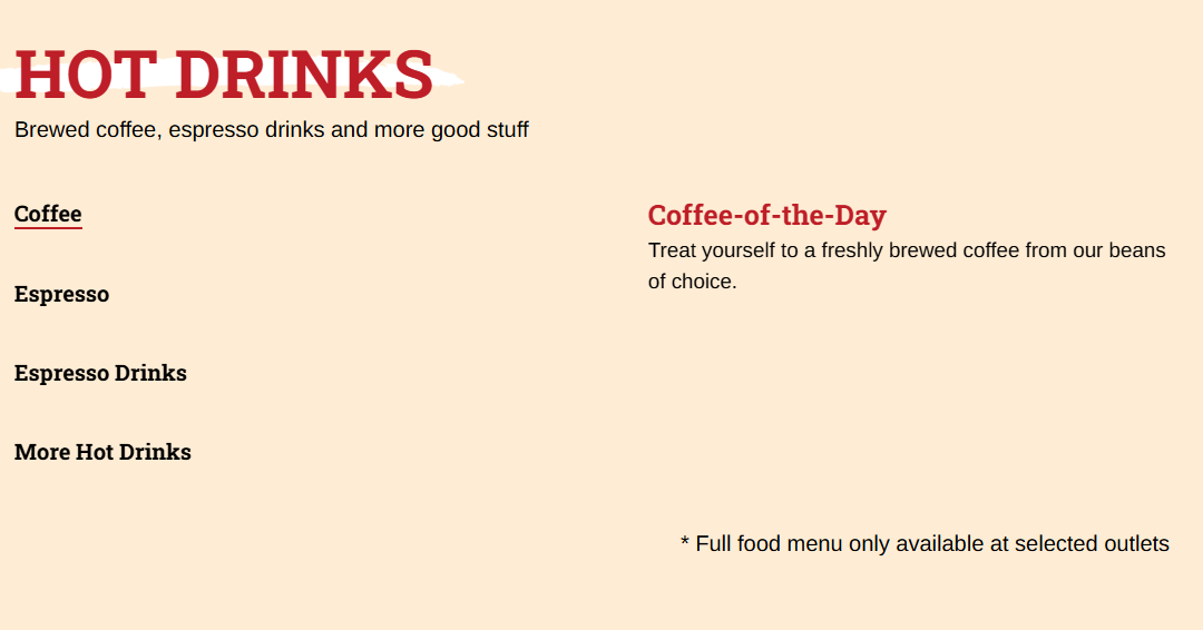 OUR FAVORITE ITEMS OF SAN FRANCISCO COFFEE MENU