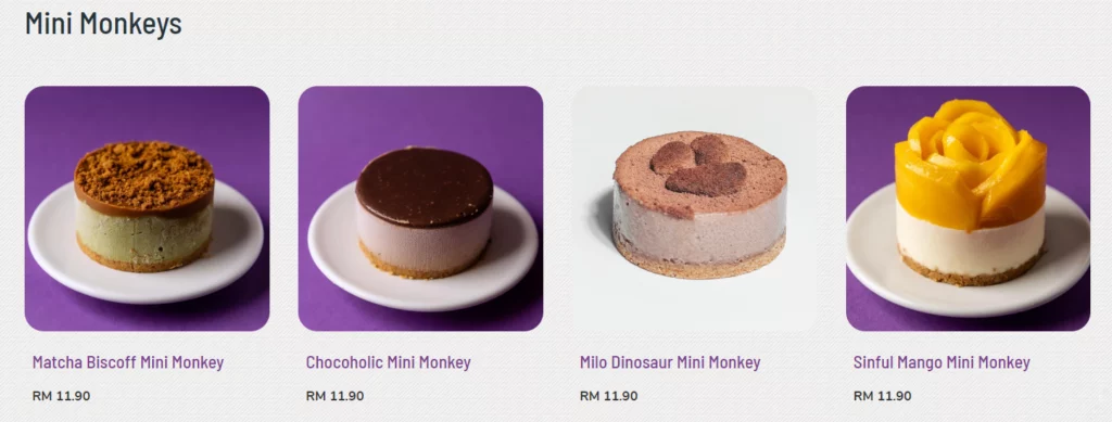 PURPLE MONKEY MENU MINI MONKEY PRICES