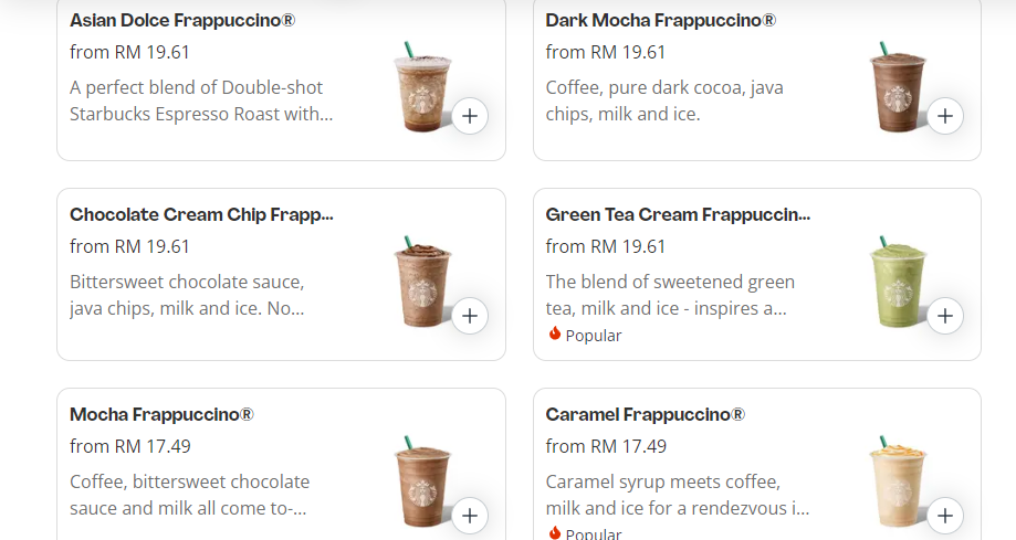 STARBUCKS ESPRESSO & COFFEE MENU PRICES