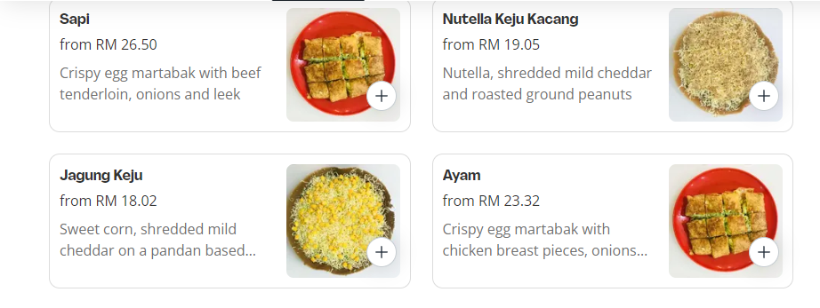 TETANGGA KITA MARTABAK MANIS TEBAL MENU WITH PRICES