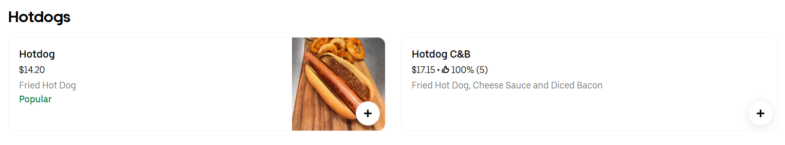 Take Eat Easy Hotdogs Menu