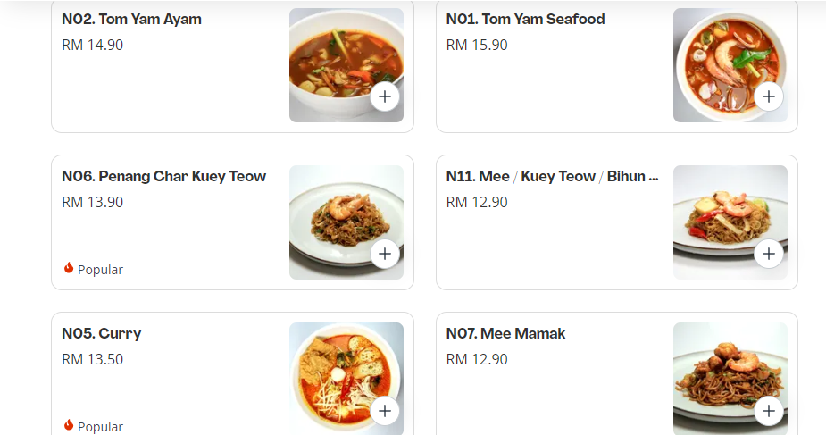 UNCLE CHUA SIGNATURE NOODLES PRICES