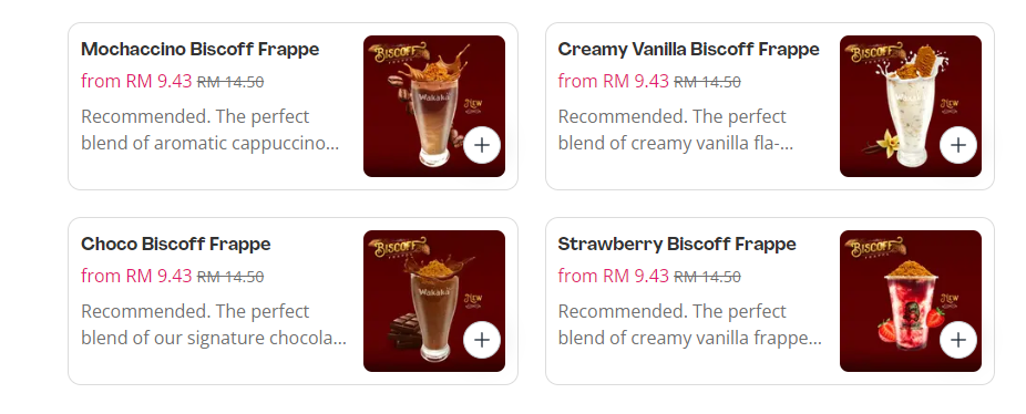 WAKAKA BISCOFF FRAPPE SERIES MENU WITH PRICES