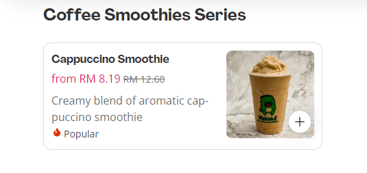 WAKAKA COFFEE SMOOTHIES SERIES PRICES