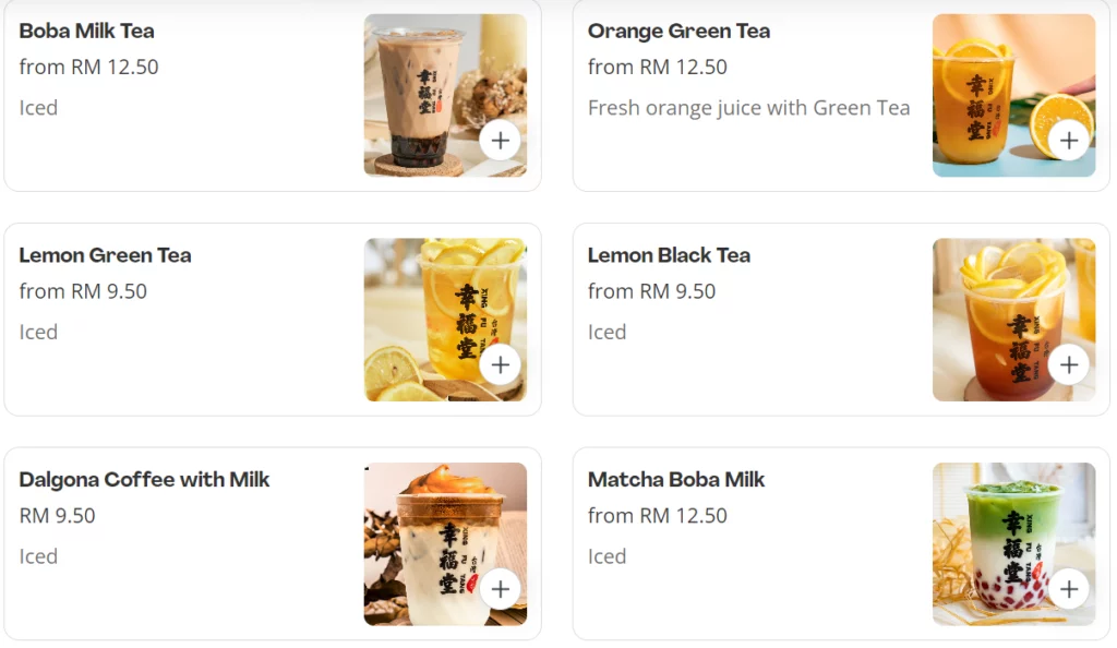 XING FU TANG BEVERAGES PRICES