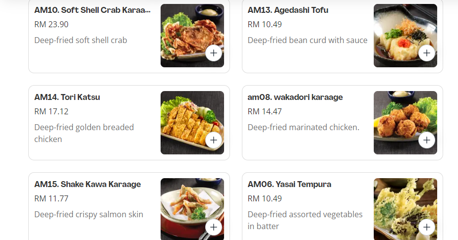 AZUMA SUSHI TEMPURA & AGEMONO PRICES