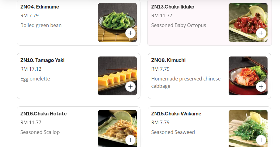 AZUMA SUSHI ZENSAI MENU WITH PRICES