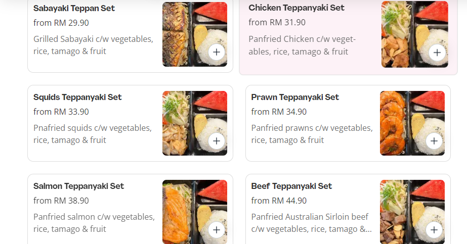 BURGER & SUSHI SETS PRICES