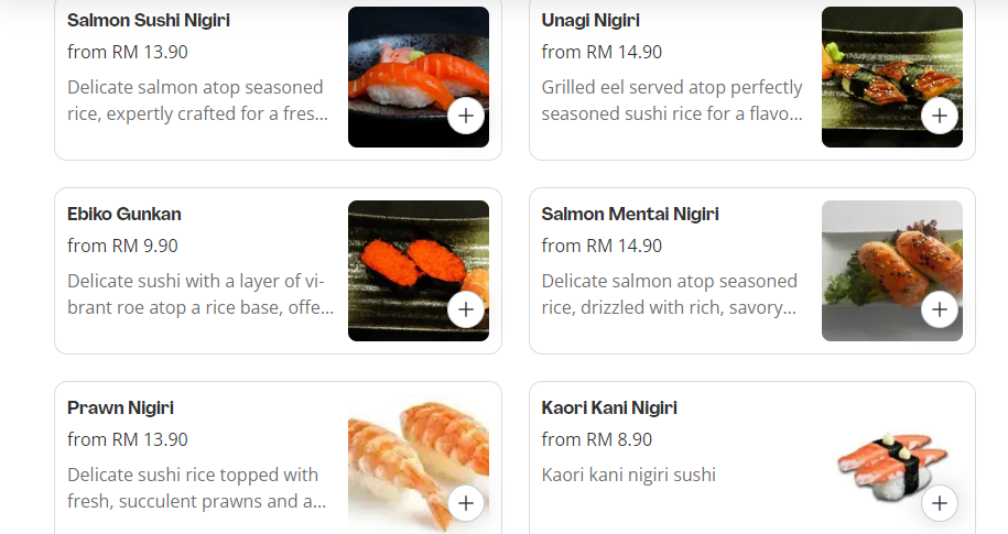 BURGER & SUSHI – SUSHI NIGIRI PRICES