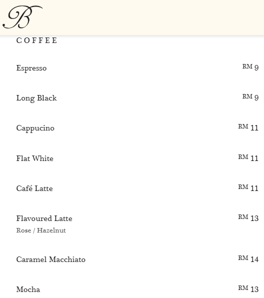 BUCOLIC CAFE BEVERAGES PRICES