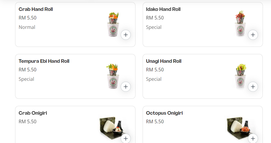 EMPIRE SUSHI HAND ROLLS & ONIGIRI PRICES