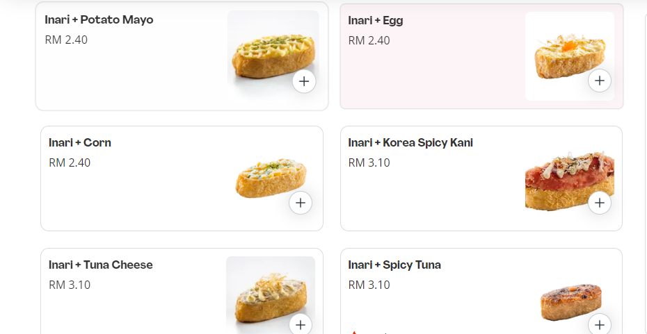 EMPIRE SUSHI INARI PRICES