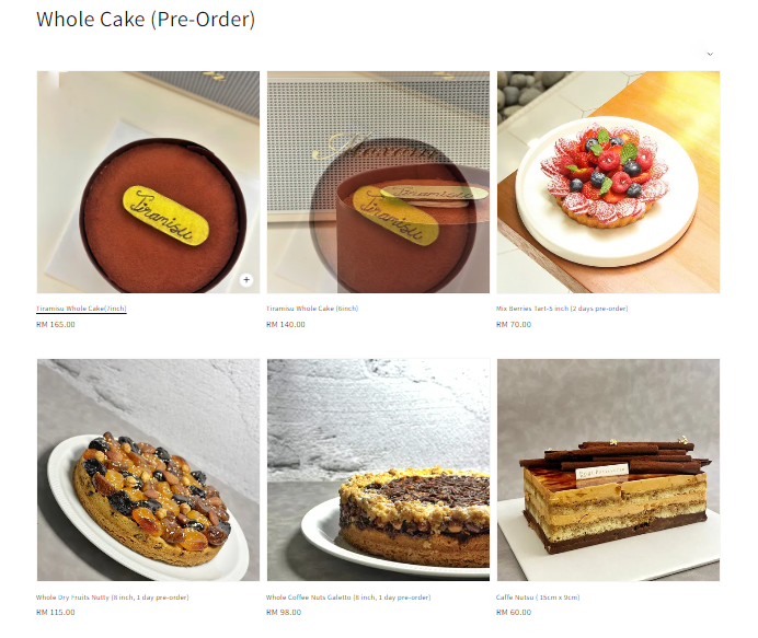 ENGI PATISSERIE WHOLE CAKES MENU WITH PRICES