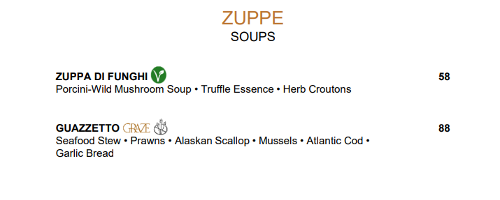 GRAZE MENU SOUPS PRICES