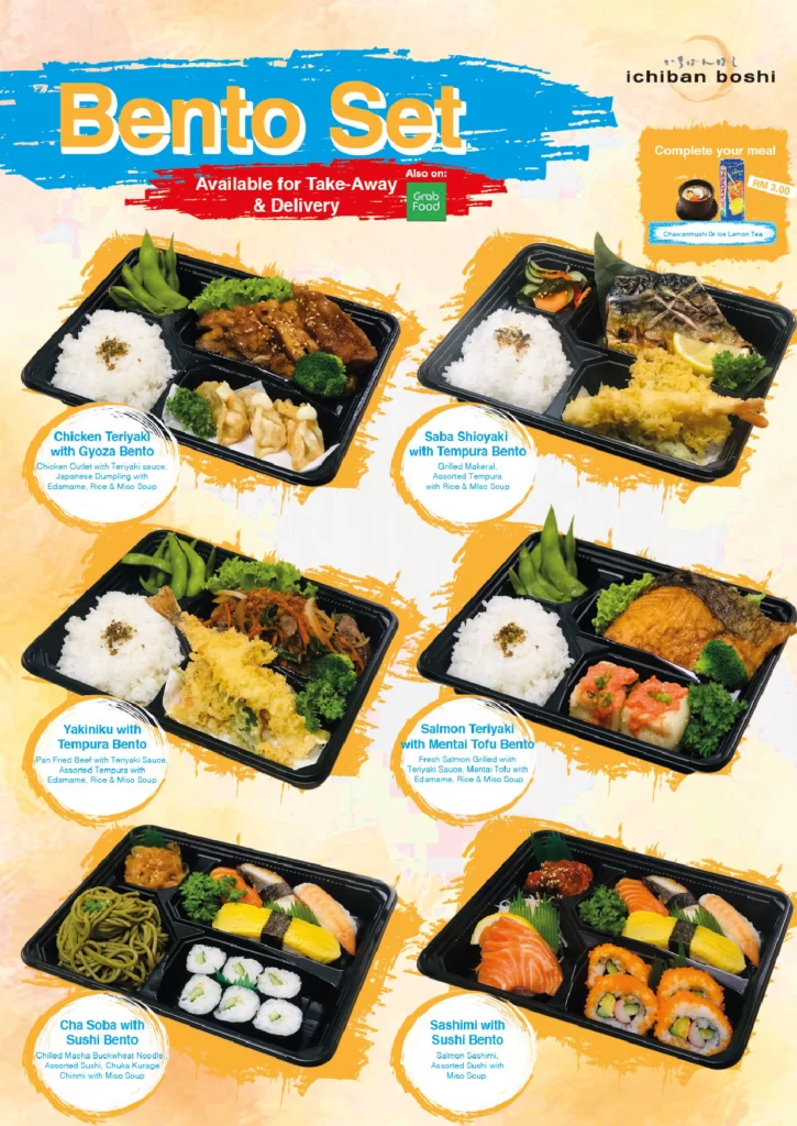 ICHIBAN BOSHI BENTO MENU WITH PRICES